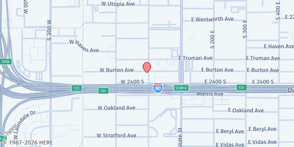 Map showing Church of Philadelphia at 2358 S Main St., Salt Lake City, UT