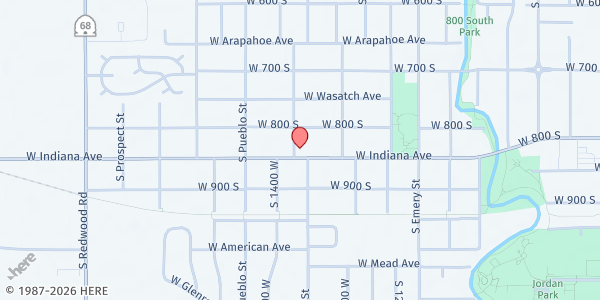Map showing Crossroads Urban Center - Westside Food Pantry at 1358 W Indiana Ave, Salt Lake City, UT