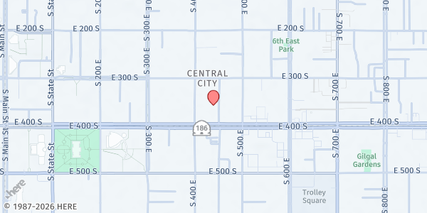 Map showing Justice Economic Dignity: Independence For Women - Food Distribution Center at 352 Denver St Suite 100, Salt Lake City, UT
