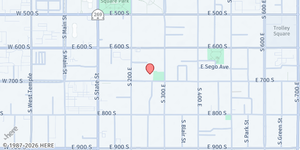 Map showing Liberty Senior Center at 251 East 700 South, Salt Lake City, UT