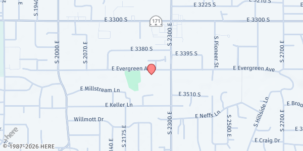 Map showing Millcreek Senior Center at 2266 E Evergreen Ave., Salt Lake City, UT