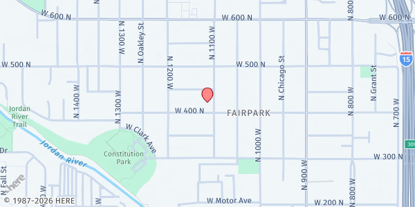 Map showing New Hope Pantry at 1102 W 400 N SUITE A, Salt Lake City, UT