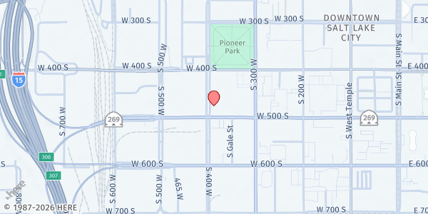 Map showing Rescue Mission of Salt Lake at 463 S 400 W, Salt Lake City, UT