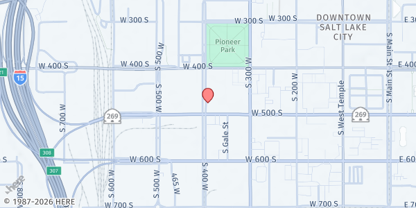 Map showing Rescue Mission of Salt Lake at 463 400 W, Salt Lake City, UT
