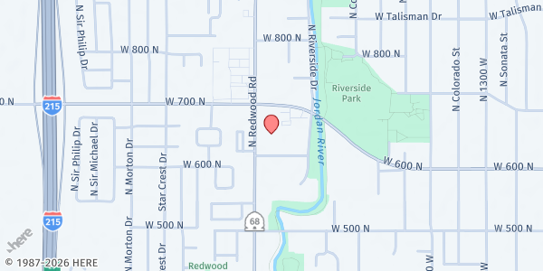 Map showing Riverside Mobile Pantry - LDS Church Parking Lot at 660 N Redwood Rd., Salt Lake City, UT