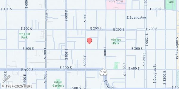 Map showing St. Paul's Episcopal Church at 261 S. 900 E., Salt Lake City, UT