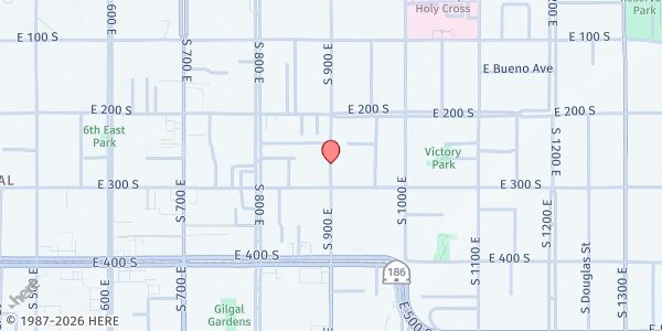 Map showing St. Paul's Episcopal Church Food Pantry at 261 S 900 E, Salt Lake City, UT