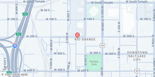 Map showing St. Vincent de Paul Dining Hall at 437 W 200 S, Salt Lake City, UT