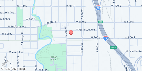 Map showing Sunday Anderson Westside Senior Center at 868 W. 900 S., Salt Lake City, UT