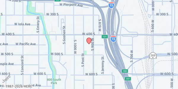 Map showing The Salvation Army Salt Lake City Corps at 438 S 900 W, Salt Lake City, UT