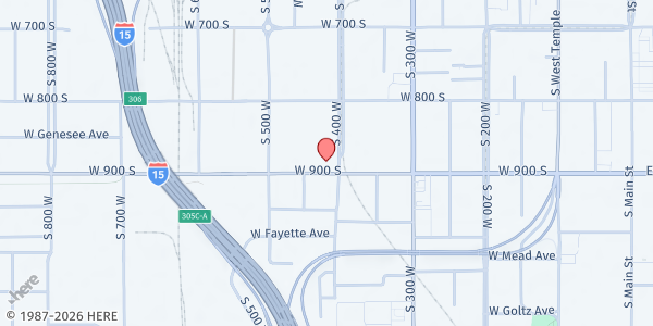 Map showing Volunteers of America Youth Resource Center at 888 S. 400 W., Salt Lake City, UT