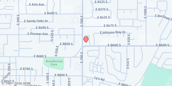 Map showing Acre Woods Mobile Pantry at 8575 S 700 E, Sandy, UT