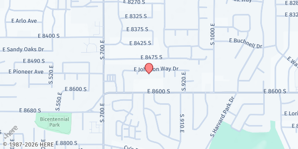 Map showing Entrada High School Pantry at 9085 S. 825 E., Sandy, UT