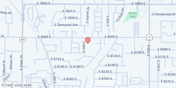 Map showing Mountain View Mobile Pantry - Sandy at 300 E. 8000 S., Sandy, UT