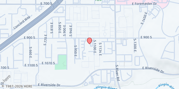 Map showing Community Soup Kitchen - St. George at 1072 E 900 S, St. George, UT