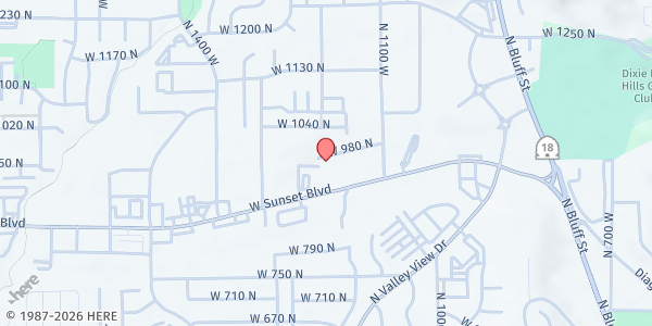 Map showing Iglesia De Dios De La Profecia at 1192 Sunset Blvd., St. George, UT