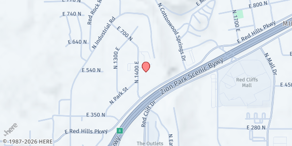 Map showing LDS Bishop's Storehouse - St. George at 516 N. 1400 E., St. George, UT