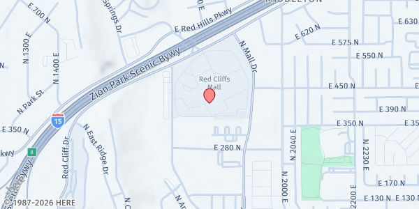 Map showing Red Cliffs Mall Mobile Pantry-SUPIC at 1770 Red Cliffs Dr, St. George, UT