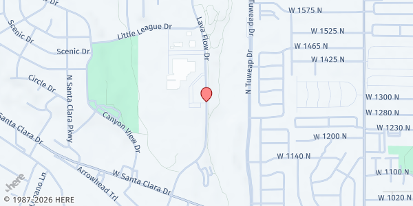 Map showing Snow Canyon MP at 1385 Warrior Way 2400 W, St George, UT