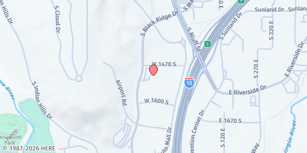 Map showing Solomon's Porch Foursquare Fellowship at 1495 S Blackridge Dr., St. George, UT