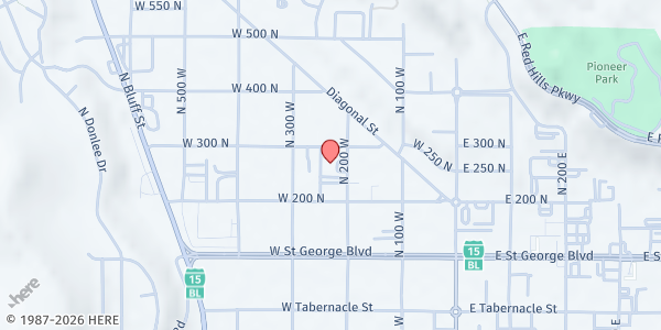 Map showing St. George Senior Center at 245 N. 200 W., St. George, UT