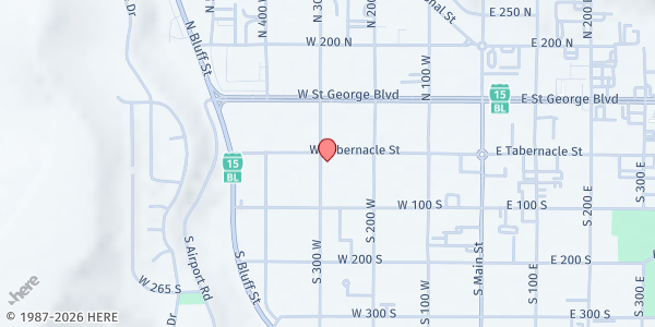 Map showing Utah Department Of Health - Food Distribution Center at 285 W Tabernacle St, St. George, UT