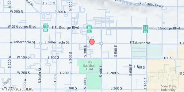 Map showing Youth Futures - St. George at 340 E Tabernacle St., St. George, UT