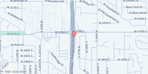 Map showing Bible Baptist Church at 3769 West 4700 South, Taylorsville, UT