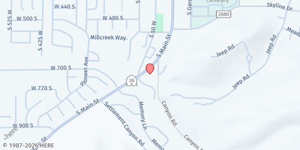 Map showing First Baptist Church of Tooele Food Pantry at 580 S Main St, Tooele, UT