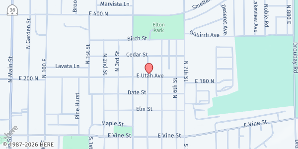 Map showing New Life Christian Fellowship at 411 E Utah Ave, Tooele, UT