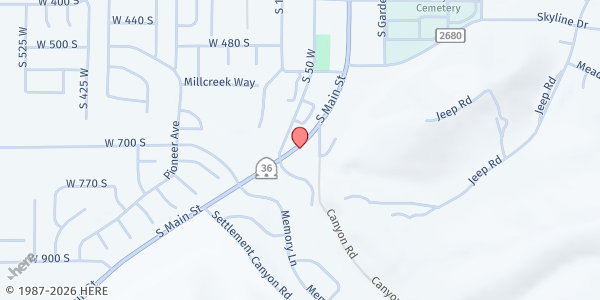 Map showing Tooele First Baptist Church - Food Distribution Center at 580 S Main St, Tooele, UT