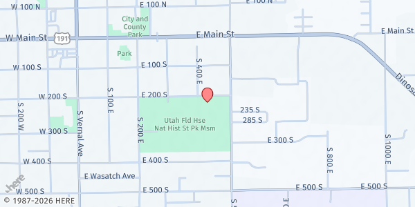 Map showing Ashley Valley Food Pantry at 426 E 200 S, Vernal, UT