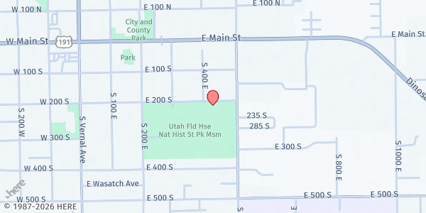 Map showing Ashley Valley Food Pantry at 426 E 200 S, Vernal, UT