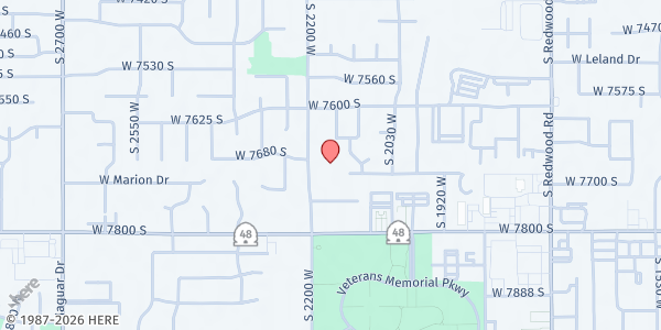 Map showing Nueva Esperanza SDA at 7681 2200 W, West Jordan, UT
