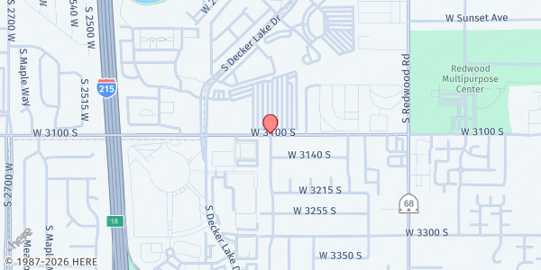 Map showing Maverik Center (In the overflow parking lot) at 3100 S 2050 W, West Valley City, UT