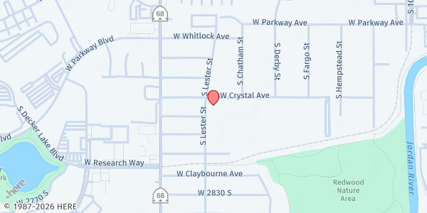 Map showing Tongan United Methodist Church Pantry at 1553 W Crystal Ave., West Valley City, UT