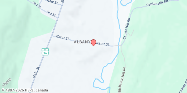 Map showing Albany Food Share at 290 Water Street, Albany, VT