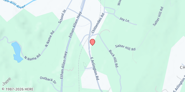 Map showing Arlington Food Shelf - Food Distribution Center at 265 E Arlington Rd, Arlington, VT