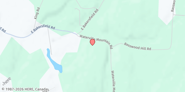 Map showing Lucas James Williams Memorial Youth Fund Community Shelf at 38 Waterville Mountain Rd., Bakersfield, VT
