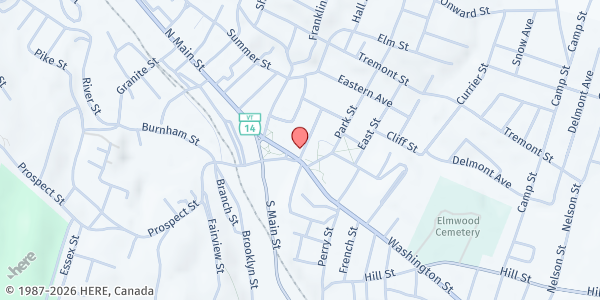 Map showing Hedding United Methodist Church at 40 Washington Street, Barre, VT