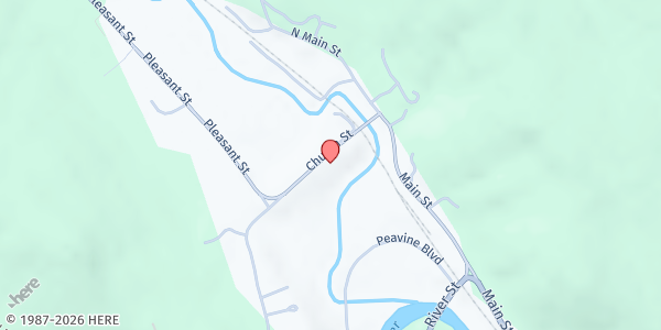 Map showing Bethel Area Food Shelf at Behind the White Church, Bethel, VT