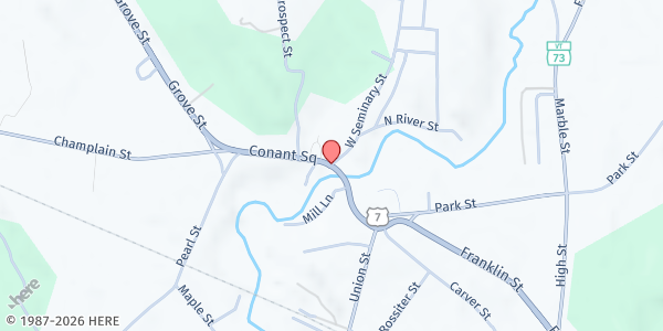Map showing Rutland County Parent Child Center at Brandon at 34 Faivre Circle, Brandon, VT