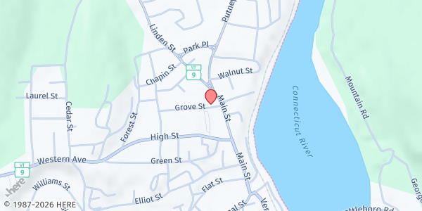 Map showing AIDS Project of Southern Vermont (APSVT) at 15 Grove Street, Brattleboro, VT