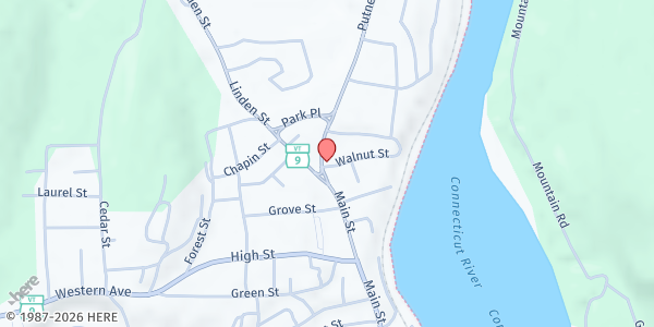 Map showing St. Brigid's Kitchen & Pantry at 38 Walnut Street, Brattleboro, VT