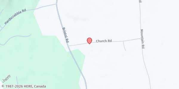 Map showing East Monkton Church at , Bristol, VT