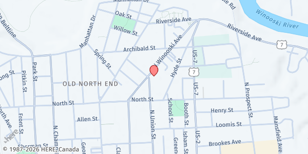 Map showing Feeding Champlain Valley/CVOEO - Burlington at 228 North Winooski Avenue, Burlington, VT