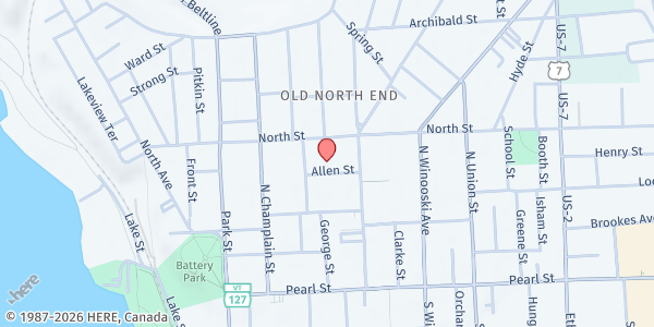 Map showing Janet S. Munt Family Room at 20 Allen St., Burlington, VT