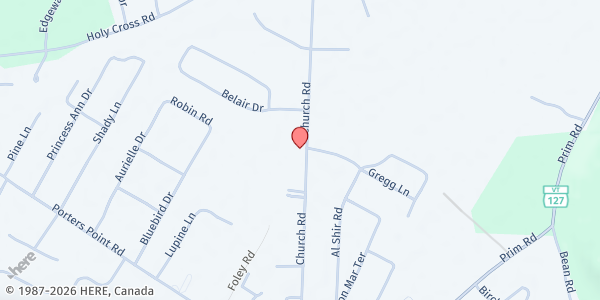 Map showing Holy Cross Church at 416 Church Rd., Colchester, VT