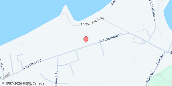 Map showing Malletts Bay Congregational Church at 1672 West Lakeshore Drive, Colchester, VT