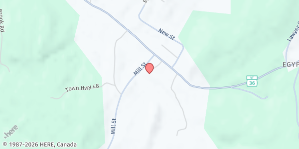 Map showing Fairfield Community Center Association at 124 School Street, East Fairfield, VT